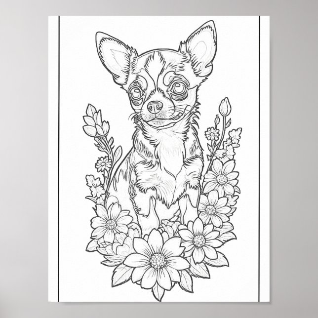 Chihuahua com Poster de Página de Coloração de Flo (Frente)