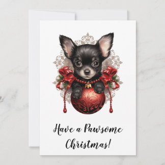 Chihuahua e Cartão de Natal Bauble