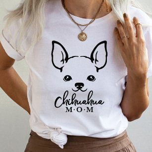 Chihuahua Mamãe T-Shirt com Chihuahua Face Graphic