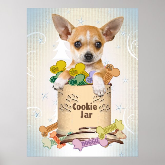 Chihuahua Stands Sobre Cookie Jar Poster (Frente)