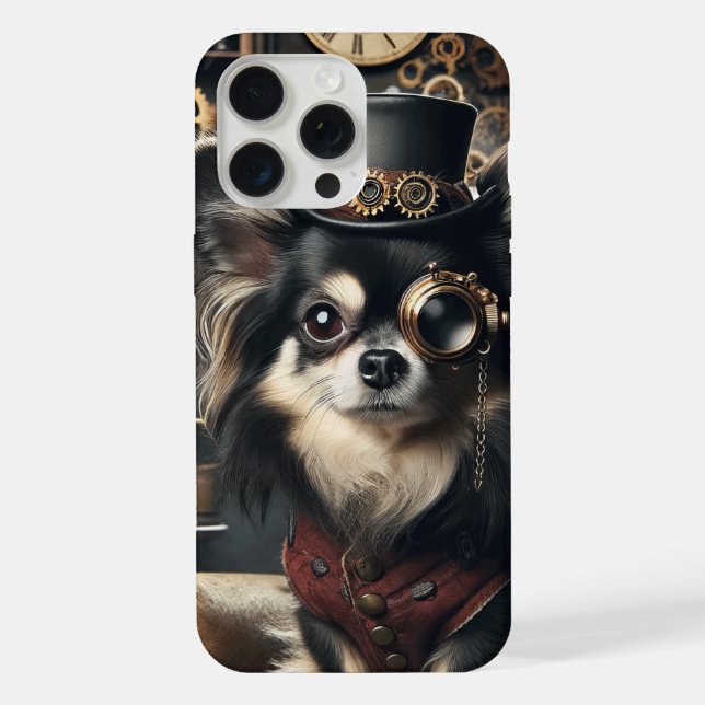 Chihuahua Steampunk Engraçado de Cabelo Longo (Verso)