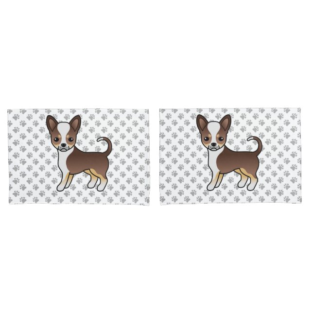 Chihuahua Tricolor de Capa Lisa de Chocolate & Pat (Frente - conjunto)