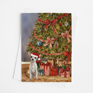 Chihuahua Watercolor Sob Cartão De Árvore De Natal