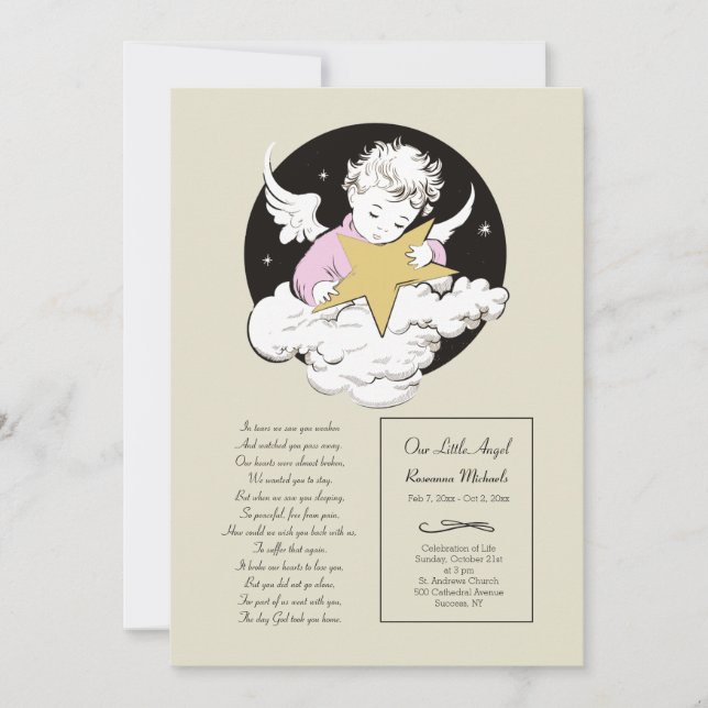 Child Angel Pink Celebração do Anúncio da Vida (Frente)