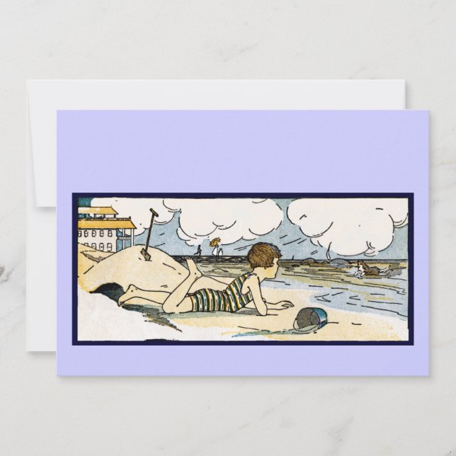 Child on Beach Vintage Art (Frente)