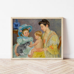 Children Playing with a Cat   Mary Cassatt Poster