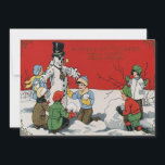 Children Snowman Winter Snow<br><div class="desc">Impressão do Dia do ano novo Vintage</div>