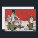 Children Snowman Winter Snow<br><div class="desc">Impressão do Dia do ano novo Vintage</div>