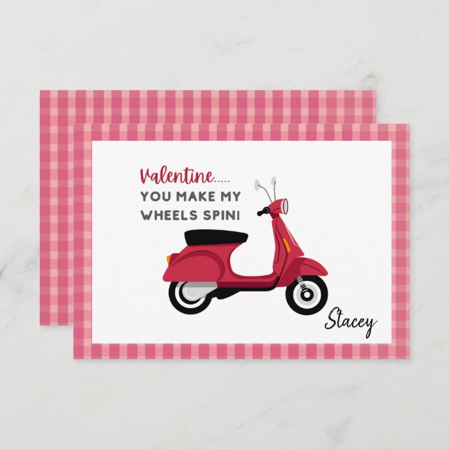 Children Valentine Pink "You make my Wheels Spin" (Frente/Verso)
