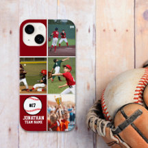Children's Baseball Team Photo Collage Red