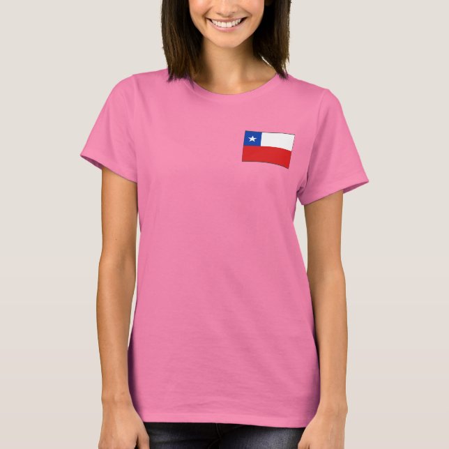 Chile Flag e Map Dk T-Shirt (Frente)