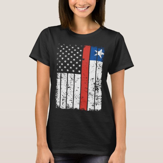 Chilean American Flag T-Shirt Pride Chile USA (Frente)