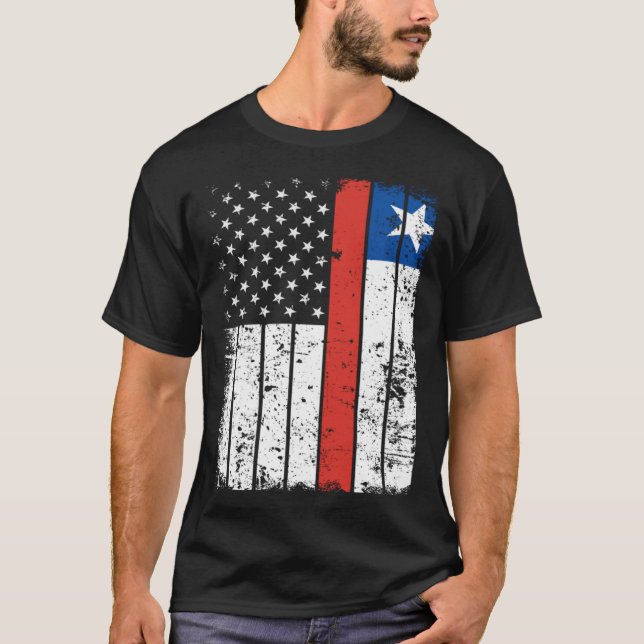Chilean American Flag T-Shirt Pride Chile USA (Frente)