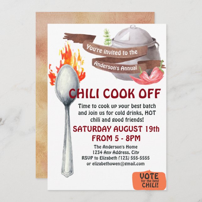 Chili Cook Off Convite (Frente/Verso)