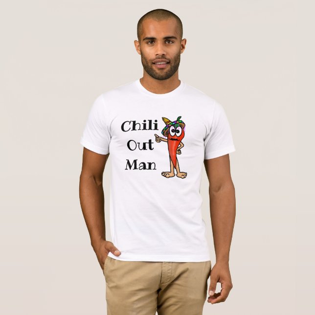 Chili Out Man Chili Pepper T-shirt (Frente Completa)