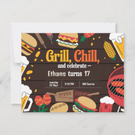 Chill Grill e Beer Birthday - Cartão de Convite