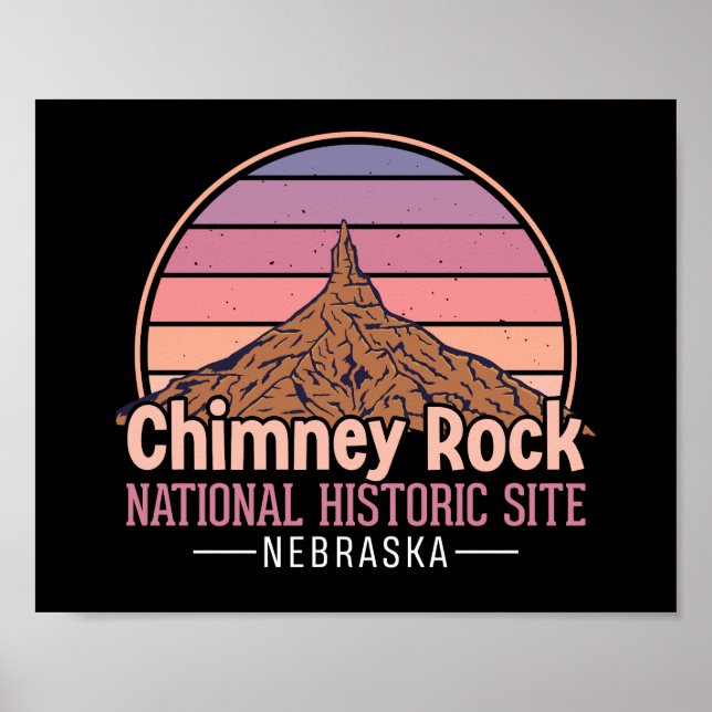 Chimney Rock Nebraska Impressão Vintage – Retro  (Frente)