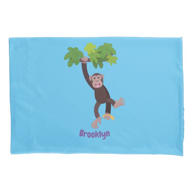 Chimpanzé bonito na selva pendurada em desenho ani (Frente)