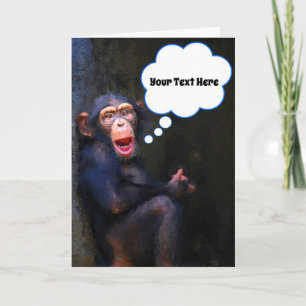 Chimpanzé Engraçado Rosto Engraçado Cartão Sau