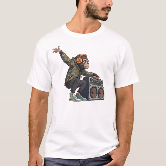 Chimpanzee DJ T-Shirt – Cool Music Lover Monkey  (Frente)