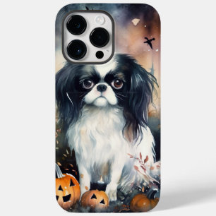 Chin Japonês Halloween Com Pumpkins Assustado