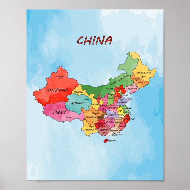 China Map trabalho de arte Poster (Frente)