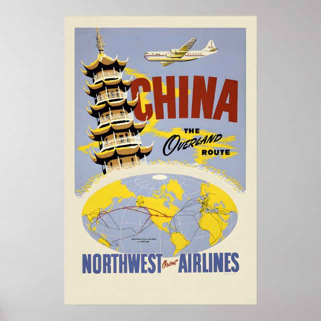 China - Northwest Air Travel Poster (Frente)