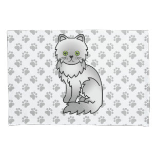 Chinchilla Cinza Pérsica Cartoon Gato e Pinças
