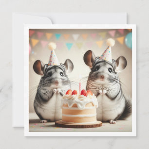 chinchillas comendo bolo convite de aniversário