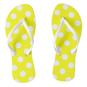 Chinelo Amarelo e Branco com Bolinhas