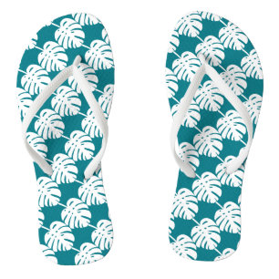 Chinelo de praia com estampa de folha de palmeira