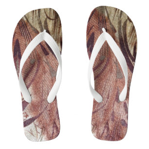 Chinelos Abstrato Brown Floral Design 2
