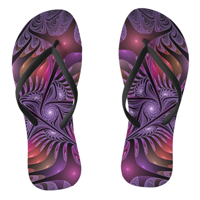 Chinelos Abstrato de Fantasia Colorida Fractal Roxo (Pé da cama)