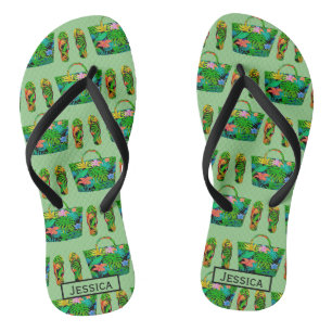 Chinelos Acessório Tropical Legal Personalizado Verde