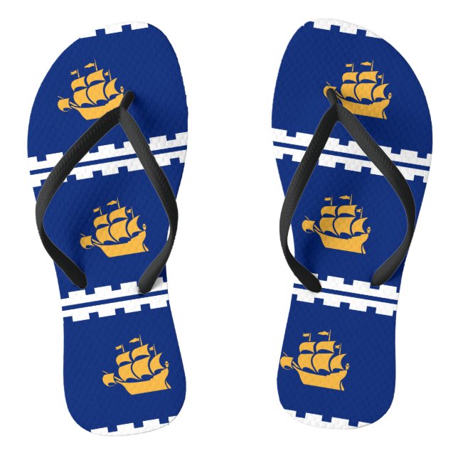 Chinelos Adult Slim Straps with Flag of Quebec City (Pé da cama)