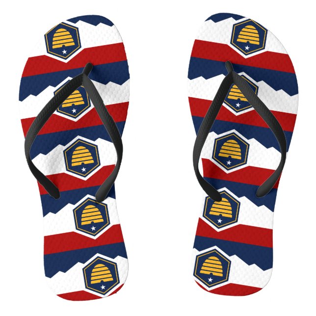 Chinelos Adult Slim Straps with Flag of Utah, USA (Pé da cama)