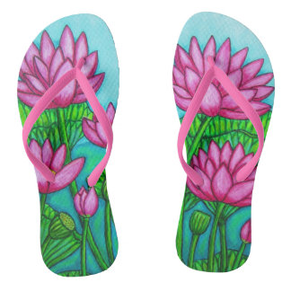 Chinelos Adulto Personalizado Da Flor Funky Lotus, Precinta