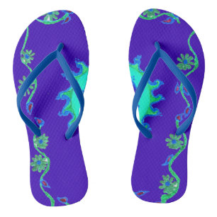 Chinelos Adulto Real Azul Floral Real Atormentado Clássico