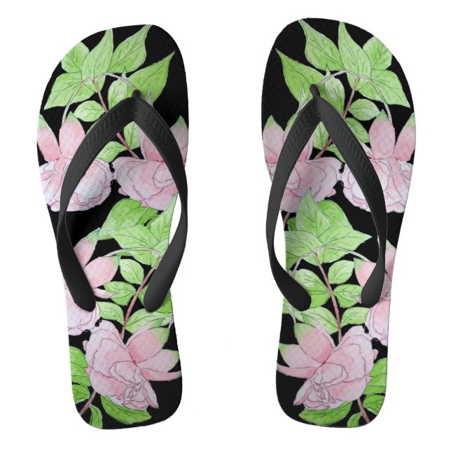 Chinelos aglomerados de flores bonito cor-de-rosa e folheto (Pé da cama)