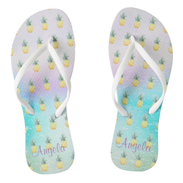 Chinelos Agradável Pineapple Ombre Tinta Espalhada (Pé da cama)