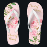 Chinelos Água-forte Floral Rosa para Dama de Honra de Casam<br><div class="desc">Essas chinelas personalizadas apresentam um design estético elegante de pintura em aquarela de flores de peônia rosa. As belas chinelas são um presente memorável para os membros da festa de casamento: noiva, damas de honra, mãe da noiva, madrinha... Elas vão adicionar uma dose elegante de glamour ao seu dia de...</div>