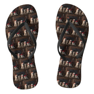 Chinelos Akita ao lado da Lareira Natal