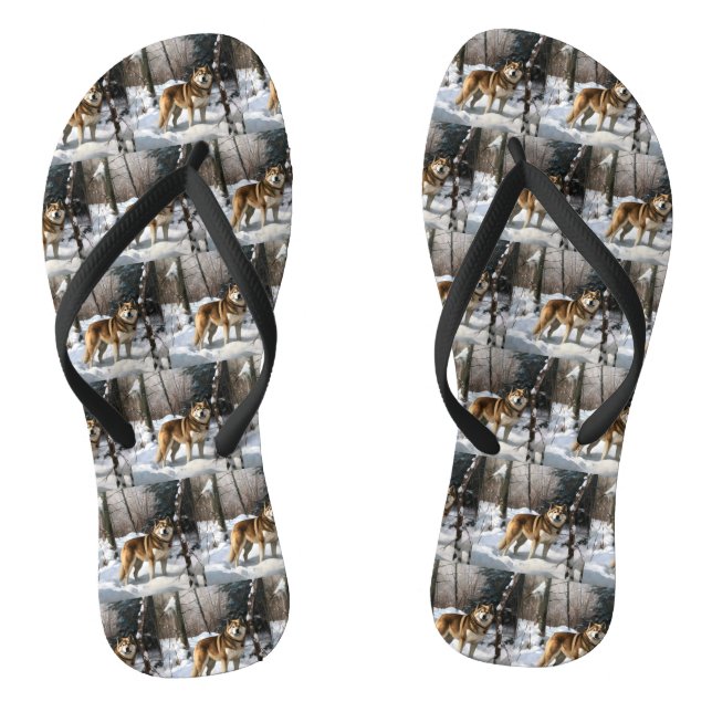 Chinelos Akita Deixe Nevar Natal (Pé da cama)