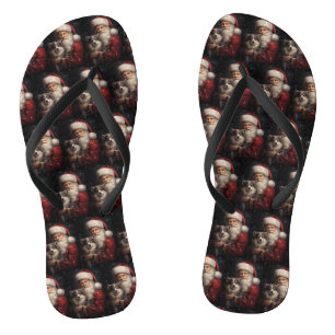 Chinelos Alaskan Malamute no Natal do Papai Noel