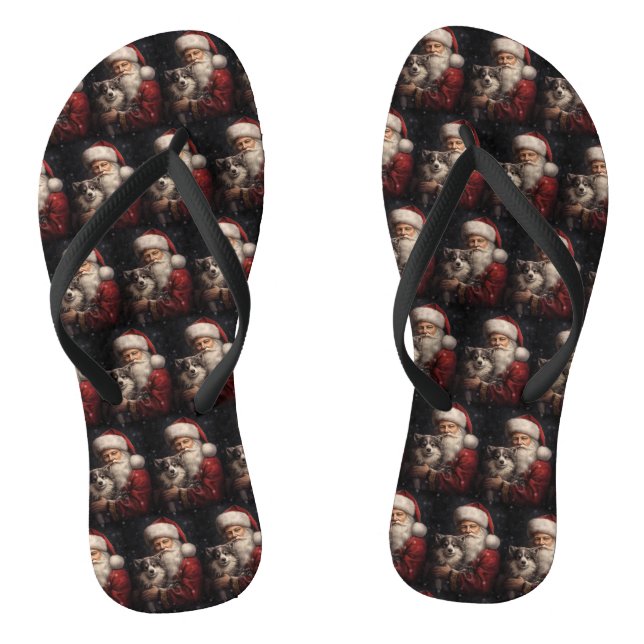 Chinelos Alaskan Malamute no Natal do Papai Noel (Pé da cama)