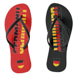 Chinelos Alemanha Sinalizador Inscrição Red Black Dourado