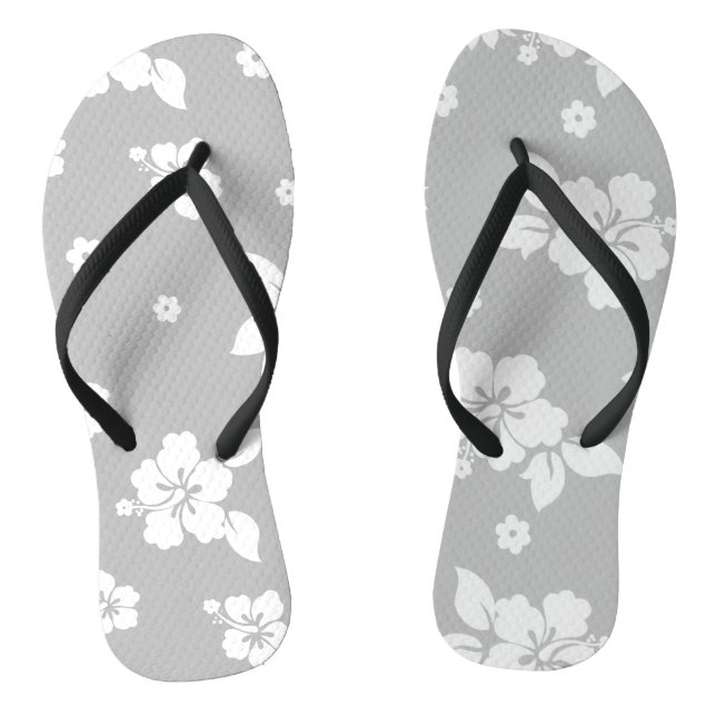 Chinelos Aloha Cinza Clássica Havaiana Padrão Sem Costura (Pé da cama)
