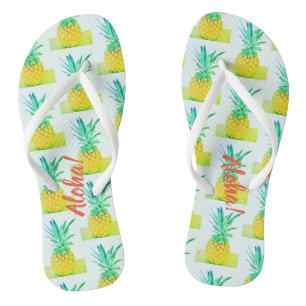 Chinelos Aloha de Abacaxi Amarelo Verde