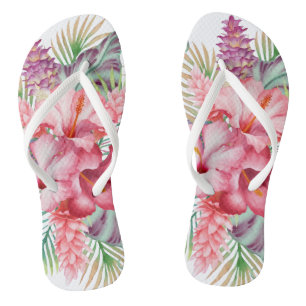Chinelos Aloha Pink Tropical Floral