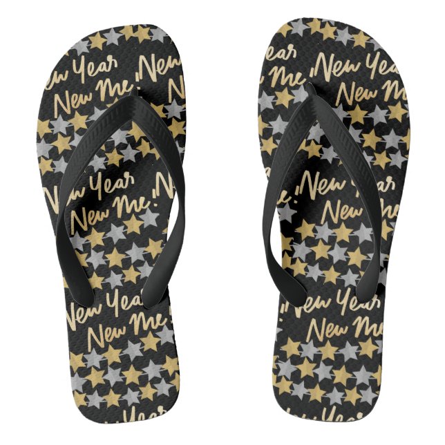 Chinelos Ano Novo Eu, Feliz ano novo 2023 Preto Festivo (Pé da cama)